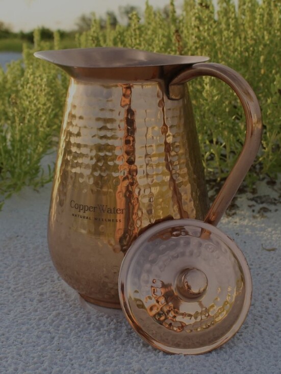 Copper Water Other - Copper Water Hammered Water Pitcher with Lid